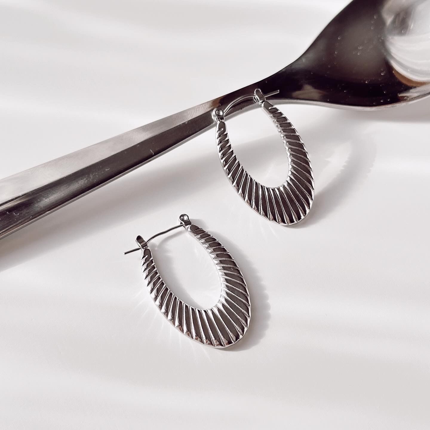 Dual Grey Steel Earring | Çelik Küpe