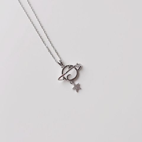 Saturn Grey Steel Necklace | Çelik Kolye