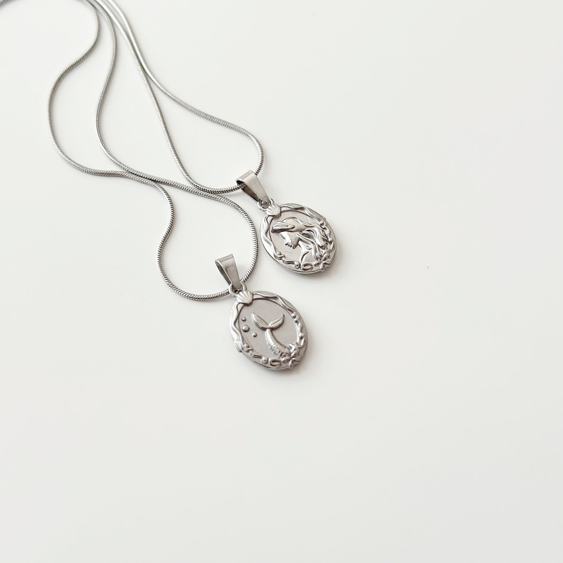 Mermaid Grey Steel Necklace | Çelik Kolye