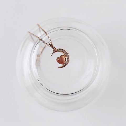 Luna Pink Steel Necklace | Çelik Kolye