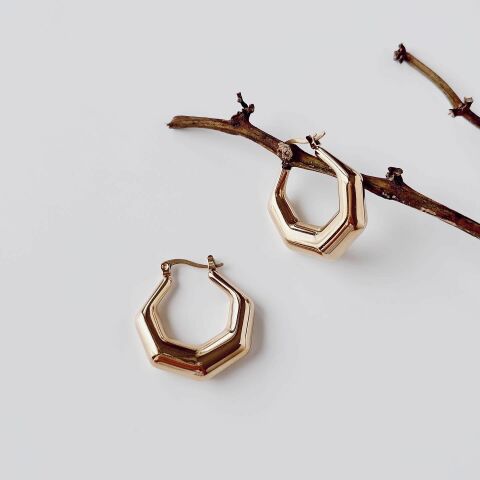 Pentagon Steel Earring | Çelik Küpe