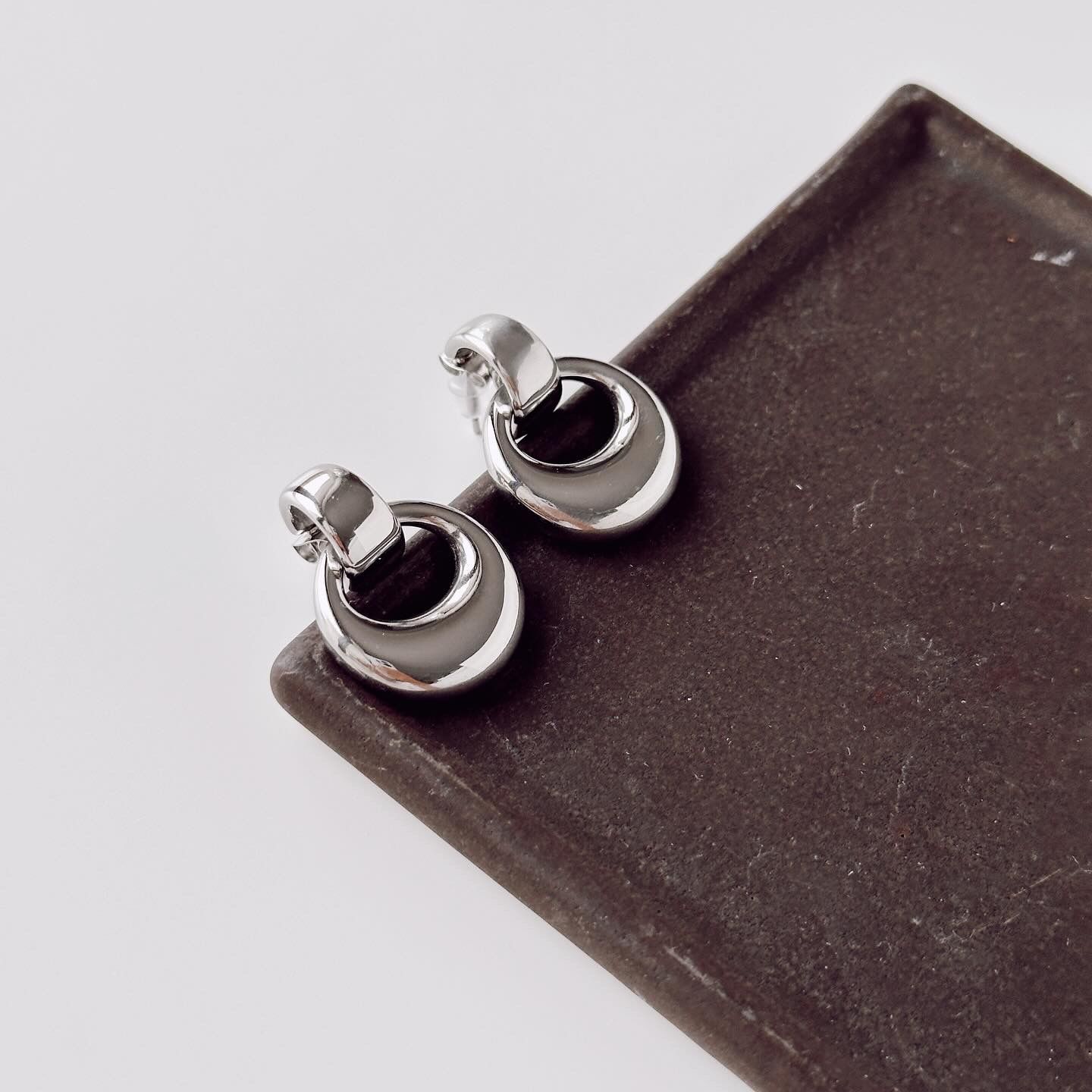 Roux Grey Steel Earring | Çelik Küpe