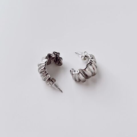 Choded Grey Steel Earring | Çelik Küpe