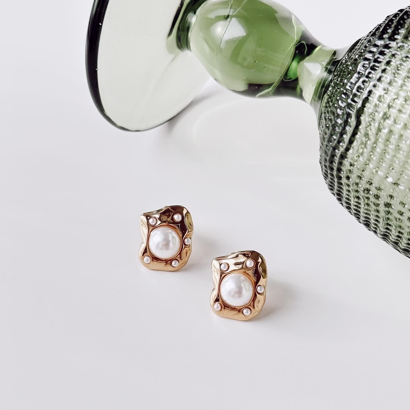 Lena Pearl Steel Earring | Çelik Küpe