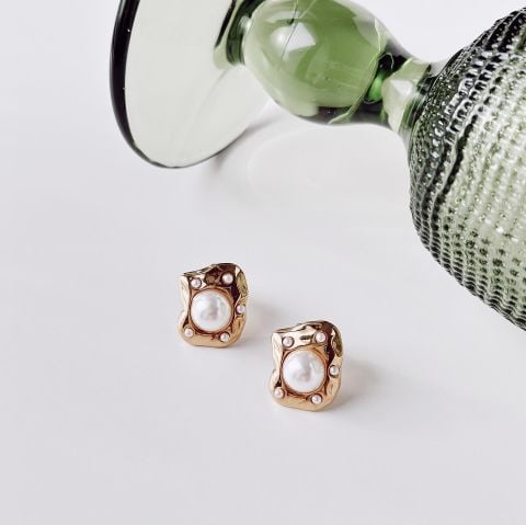Lena Pearl Steel Earring | Çelik Küpe