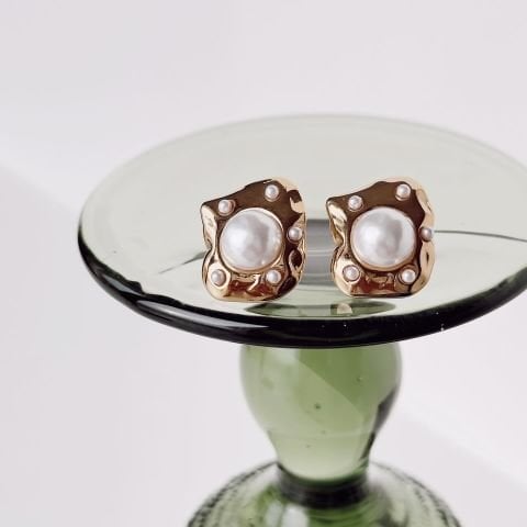 Lena Pearl Steel Earring | Çelik Küpe