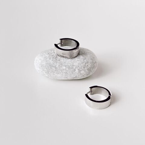 Knurl Grey Steel Earring | Çelik Küpe