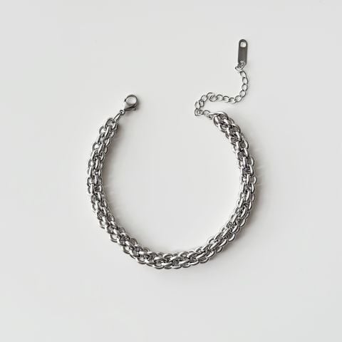 Mini Twisted Grey Steel Bracelet | Bileklik
