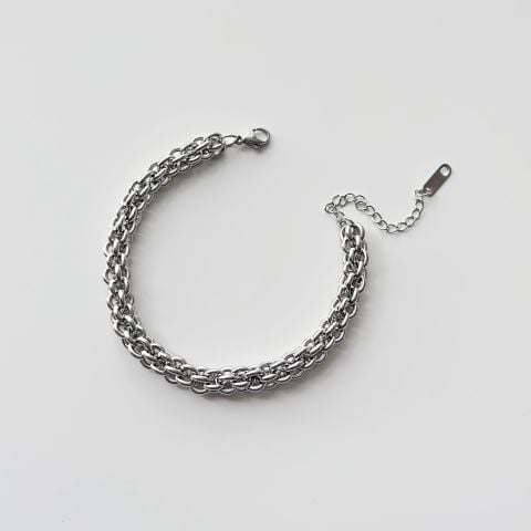 Mini Twisted Grey Steel Bracelet | Bileklik