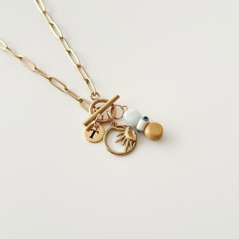 Mookaite Steel Necklace | Çelik Kolye