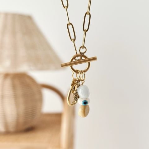Mookaite Steel Necklace | Çelik Kolye