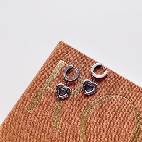 Luczi Grey Steel Earring | Çelik Küpe
