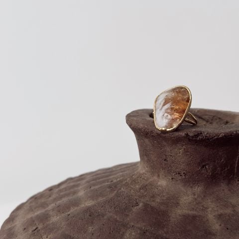 Citrine Steel Ring / Çelik Yüzük