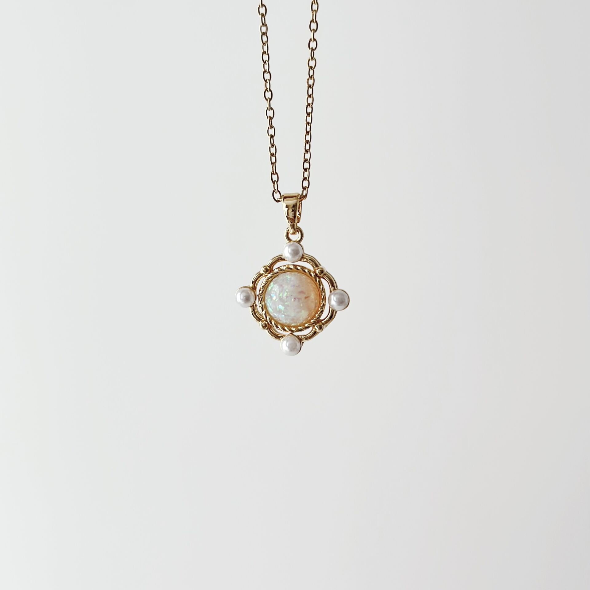 Pearl Opal Steel Necklace | Çelik Kolye