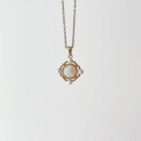 Pearl Opal Steel Necklace | Çelik Kolye