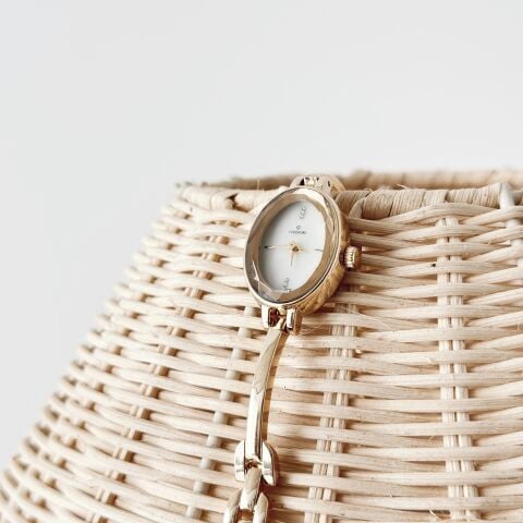 Perla Gold-White Watch | Saat