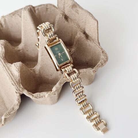 Romm Gold-Green Watch | Saat