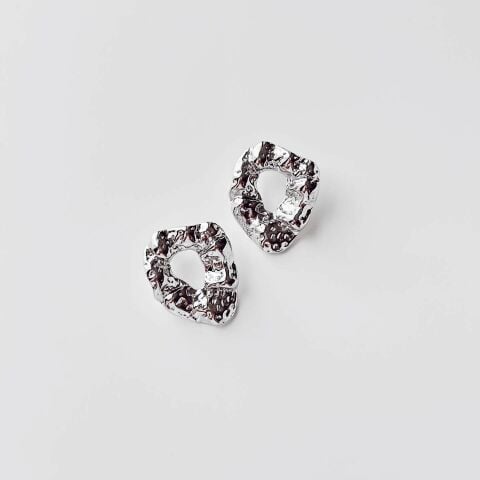 Renora Grey Steel Earring | Çelik Küpe