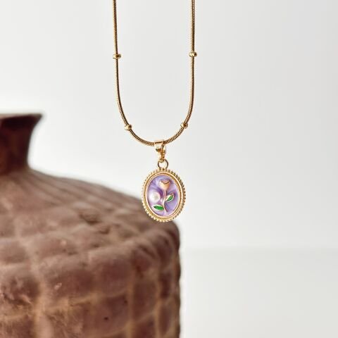 Lila Rose Steel Necklace | Çelik Kolye