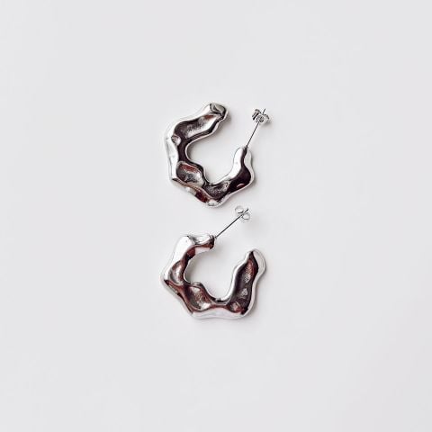 Venx Grey Steel Earring | Çelik Küpe