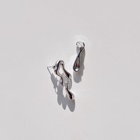 Chepping Grey Steel Earring | Çelik Küpe