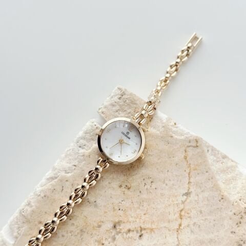 Nadia Gold-White Watch | Saat
