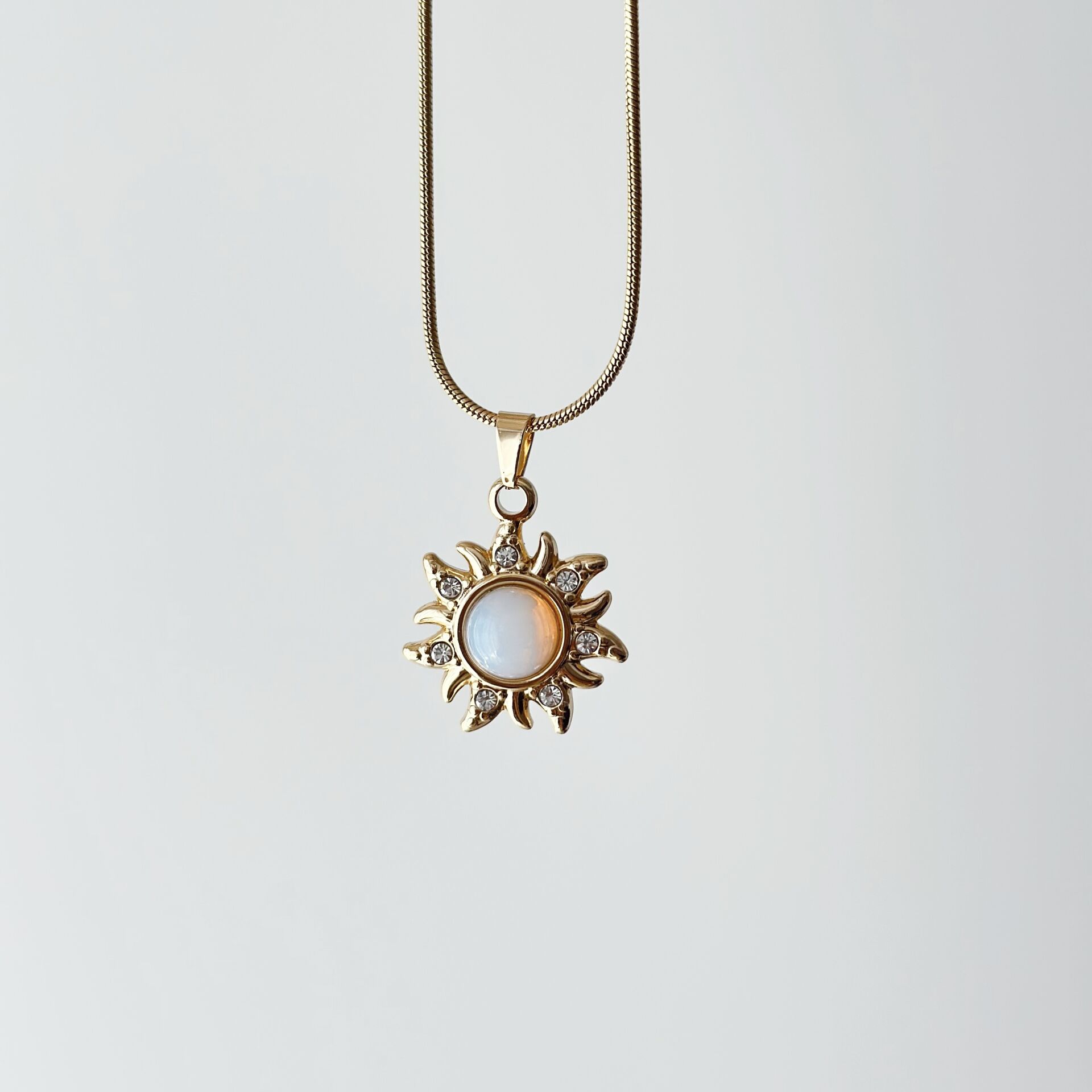 Opal Sun Steel Necklace | Çelik Kolye