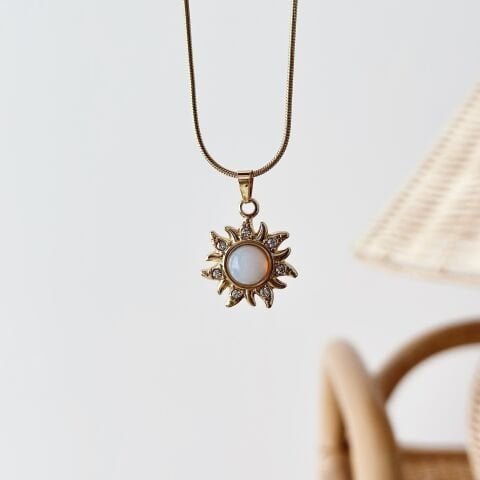Opal Sun Steel Necklace | Çelik Kolye