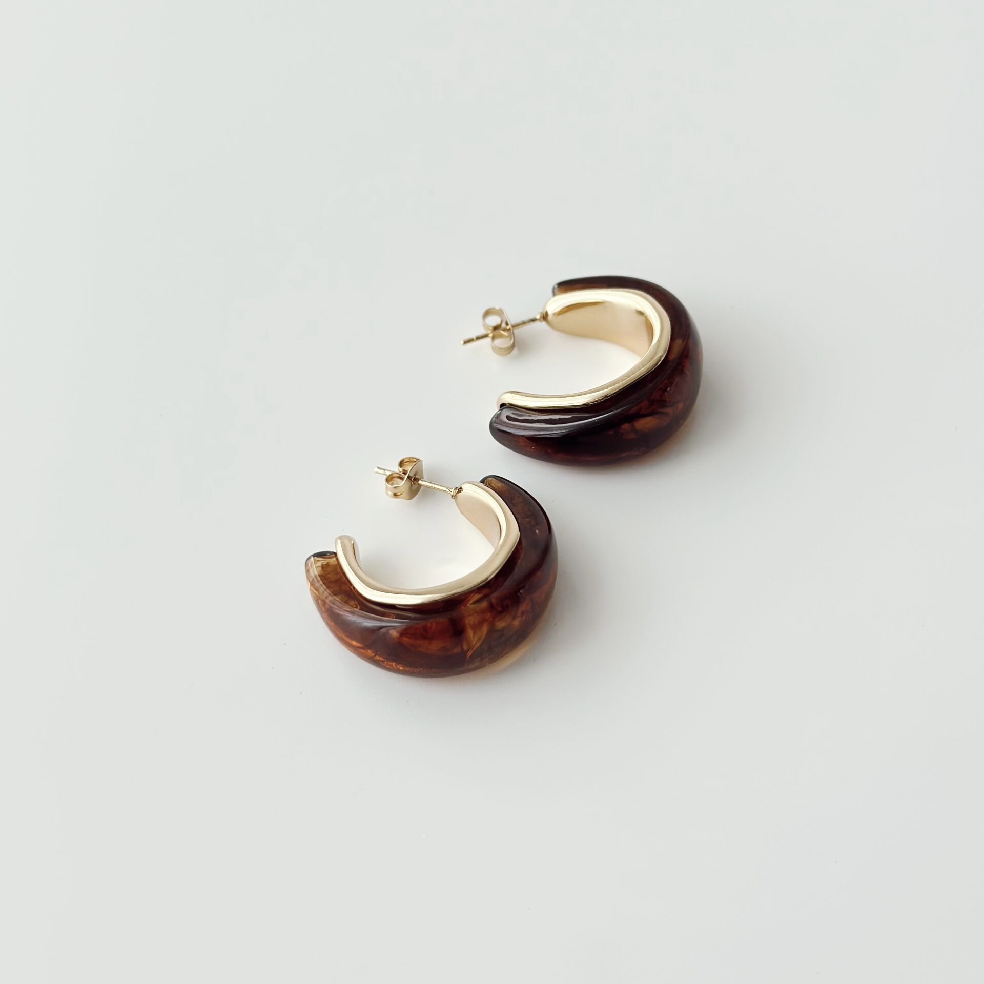 Brown Clou Steel Earring | Çelik Küpe