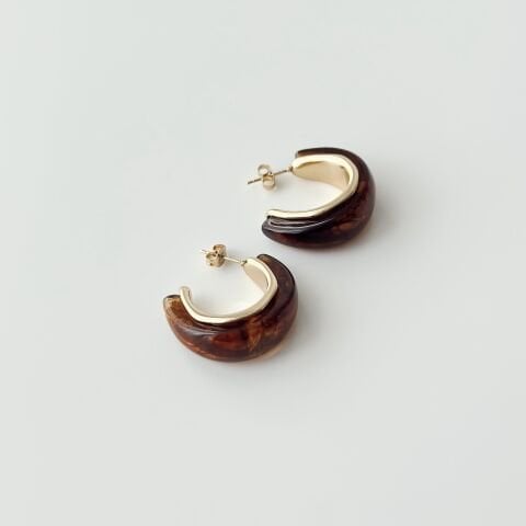 Brown Clou Steel Earring | Çelik Küpe