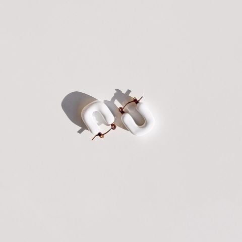 Babe White Steel Earring | Çelik Küpe