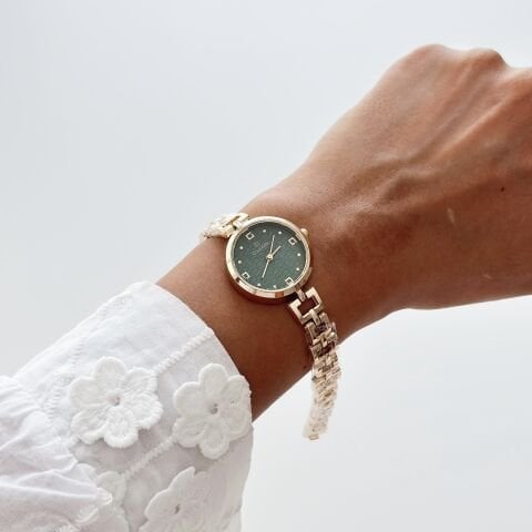 Rocha Gold-Green Watch | Saat