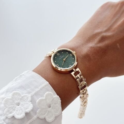 Rocha Gold-Green Watch | Saat