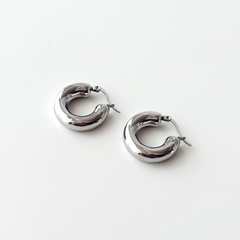 Beril Grey Steel Earring | Çelik Küpe