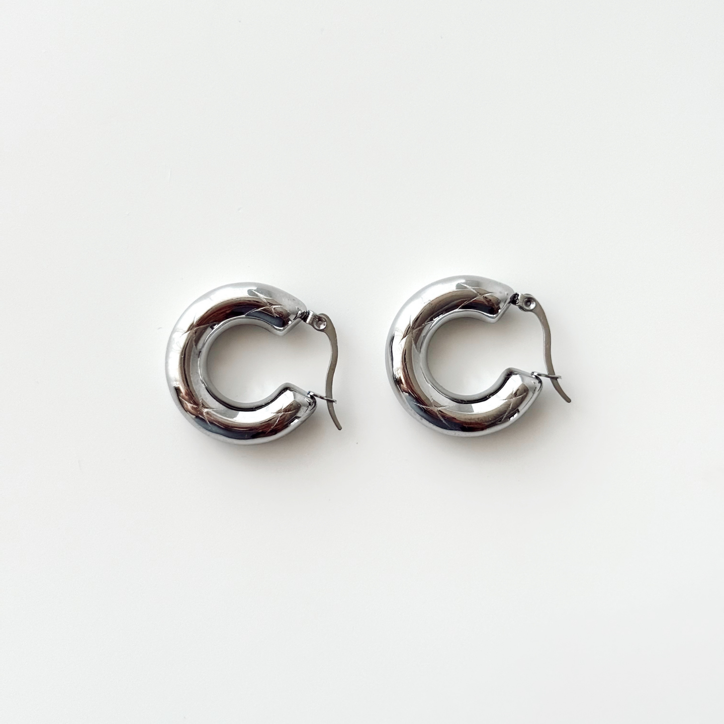 Beril Grey Steel Earring | Çelik Küpe