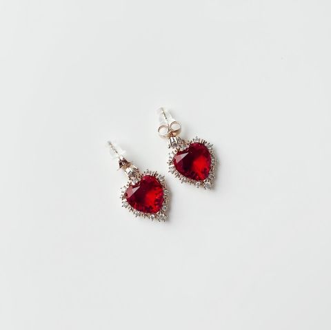 Red Love Xuping Steel Earring | Çelik Küpe
