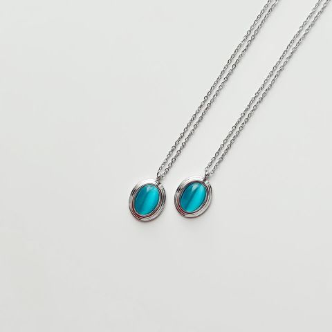 Blueis Grey Steel Necklace | Çelik Kolye