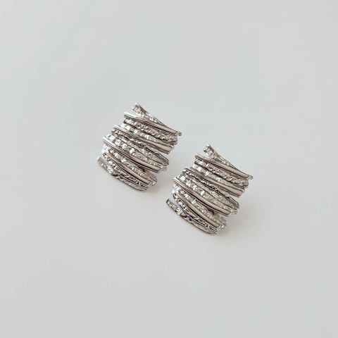 Chevi Grey Steel Earring | Çelik Küpe