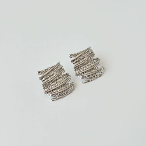 Chevi Grey Steel Earring | Çelik Küpe