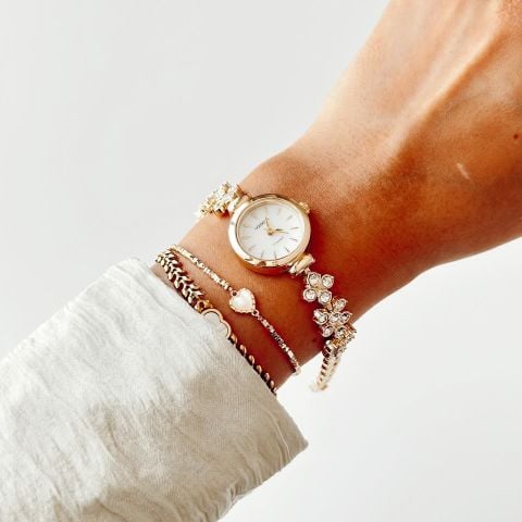 Ovein Gold-Cream Watch | Saat