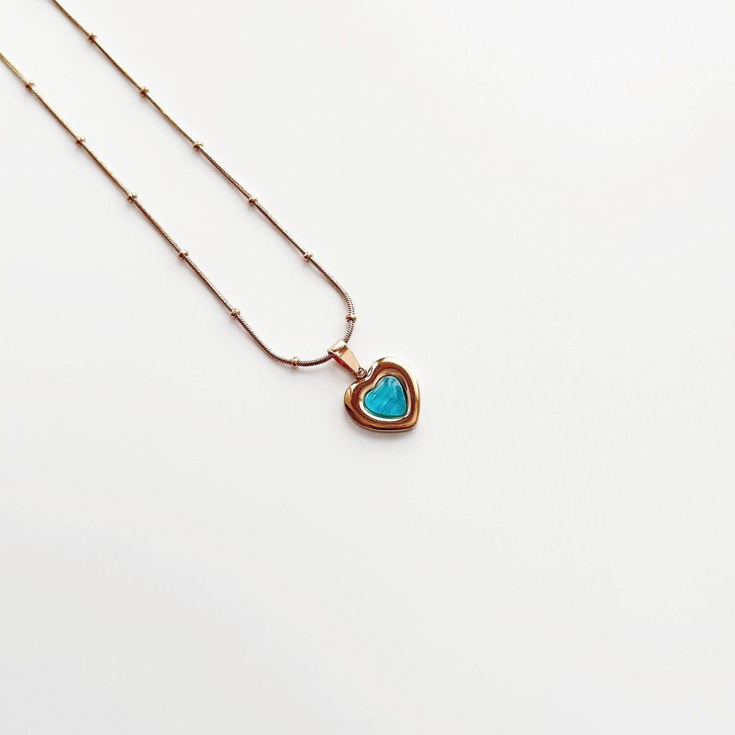 Blue Heart Steel Necklace | Çelik Kolye