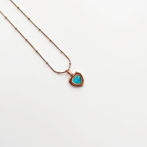 Blue Heart Steel Necklace | Çelik Kolye