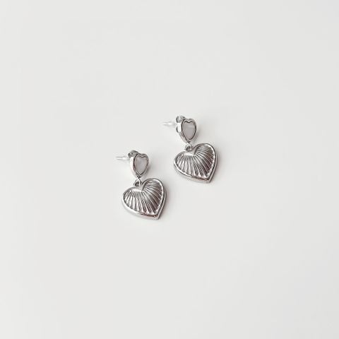 Heartley Grey Steel Earring | Çelik Küpe