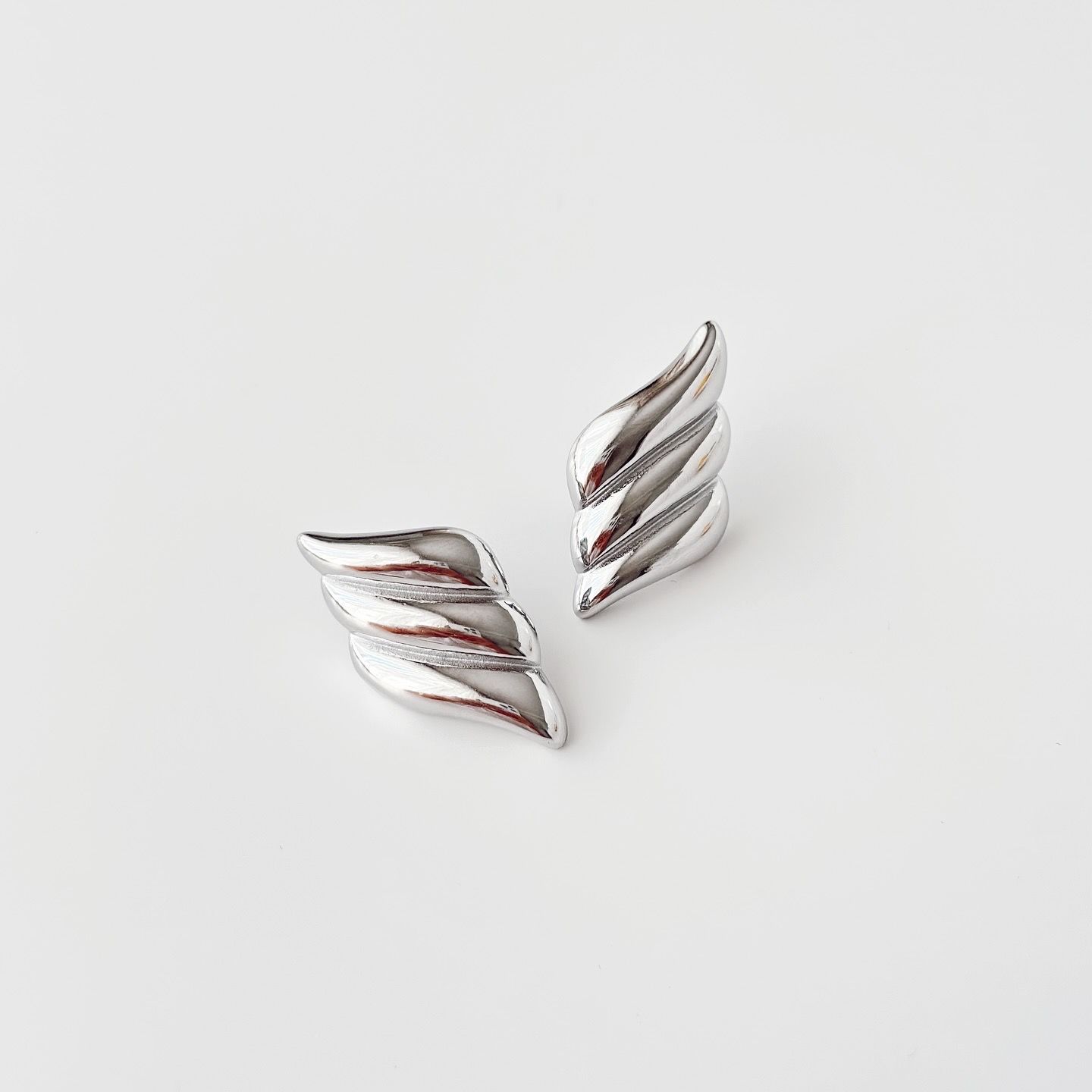 Wing Grey Steel Earring | Çelik Küpe