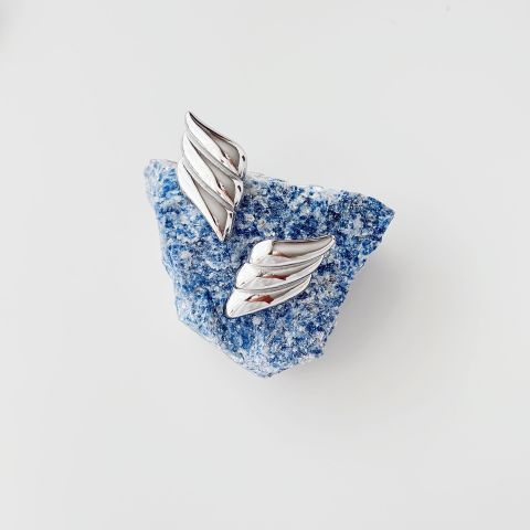 Wing Grey Steel Earring | Çelik Küpe